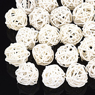 Handmade Cane Woven Beads, For Making Straw Earrings and Necklaces, Rattan Balls, Beige, 18~24mm(X-WOVE-T005-01B)