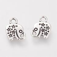 Tibetan Style Alloy Charms, Elephant, Lead Free & Cadmium Free, Antique Silver, 11x8.5x1.5mm, Hole: 2mm, about 2000pcs/1000g(TIBE-S306-14AS-RS)
