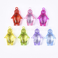 Transparent Acrylic Pendants, Faceted, Penguin, Mixed Color, 48x29x16mm, Hole: 3mm, about 68pcs/500g(TACR-S133-006)