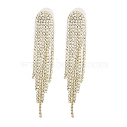 Cubic Zirconia Chains Tassel Earrings, Brass Dangle Stud Earrings, Golden, 84x14mm(EJEW-P236-09G)