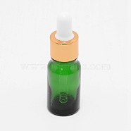 Glass Dropper Bottles, with Dropper, For Traveling Essential Oils Perfume Cosmetic Liquid, Column, Green, 80.5mm, Capacity: 10ml(MRMJ-WH0062-39B)