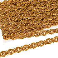 Filigree Corrugated Lace Ribbon, Wave Shape, for Clothing Accessories, Gold, 3/4 inch(18mm), about 19.69 Yards(18m)/Card(OCOR-WH0080-64B)