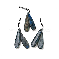 Natural Kyanite/Cyanite/Disthene Pendants, for Jewelry Making, Dyed, Teardrop, 45~45.5x12~12.5x4~4.5mm, Hole: 1mm(G-G827-03E)