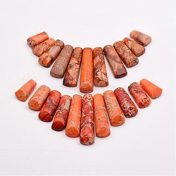 Natural Imperial Jasper Beads Strands, Graduated Fan Pendants, Focal Beads, Dyed, Dark Orange, 15~39x9~10x5~5.5mm, Hole: 1.5mm, 11pcs/strand, 3.54 inch(G-P298-A01)