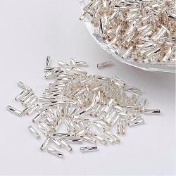 Glass Twisted Bugle Beads, Metallic Colours,White, 12x2mm, Hole: 0.5mm, about 5000pcs/bag(SEED-E002-12mm-821#)