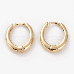 Brass Huggie Hoop Earrings, Long-Lasting Plated, Oval, Golden, 17x15x4mm, Pin: 1mm(EJEW-C502-11G)