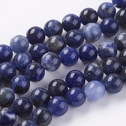 Natural Sodalite Beads Strands, Round, 8mm, Hole: 1mm, about 24pcs/strand, 7.6 inch(X-G-G515-8mm-07)