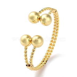 Rack Plating Brass Double Layer Cuff Bangles, Lead Free & Cadmium Free, Real 18K Gold Plated, Inner Diameter: 2-3/8x2-1/4 inch(6.1x5.7cm)(BJEW-H326-02G)