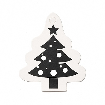 Christmas Theme Paper Earring Display Cards with Hanging Hole, Tree, 7.35x6.15x0.05cm, Hole: 1.5mm