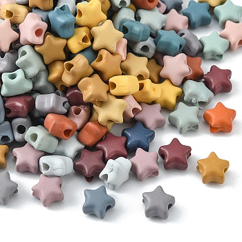 Spray Painted Opaque Acrylic Beads, Star, Mixed Color, 8.5x9.5x5mm, Hole: 2mm, 50g/bag