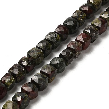 Natural Dragon Blood Beads Strands, Faceted, Cube, 6.5~7.5x6.5~7.5x6.5~7.5mm, Hole: 1.2mm, about 57~58pcs/strand, 15.35~15.55 inch(39~39.5cm)