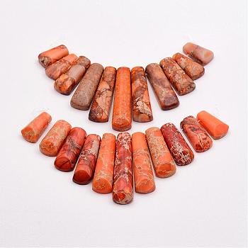 Natural Imperial Jasper Beads Strands, Graduated Fan Pendants, Focal Beads, Dyed, Dark Orange, 15~39x9~10x5~5.5mm, Hole: 1.5mm, 11pcs/strand, 3.54 inch