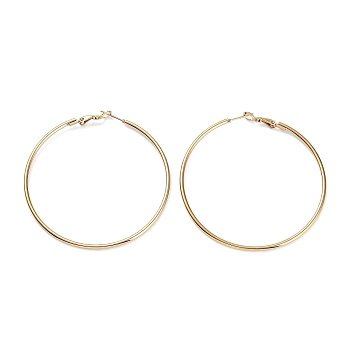 Ring 304 Stainless Steel Hoop Earrings for Women Men, Golden, 12 Gauge, 60.5x2mm, Pin: 0.6mm