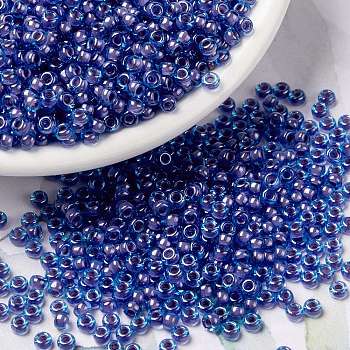 MIYUKI Round Rocailles Beads, Japanese Seed Beads, (RR2270) Fancy Lined Aqua Pink, 8/0, 3mm, Hole: 1mm, about 2111~2277pcs/50g