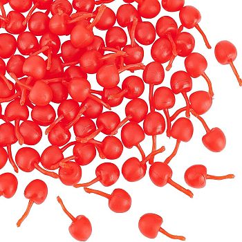 PVC Cherry, Imitation Fruit, Play Food, for Dollhouse Accessories, Pretending Prop Decorations, Red, 23x11x10mm