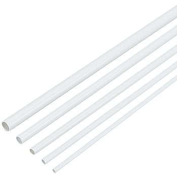 30Pcs 5 Style ABS Plastic Hollow Round Tubes, DIY Handmade Sand Table Material Model Building, White, 300x3~8mm, Hole: 2~7mm, 6pcs/style