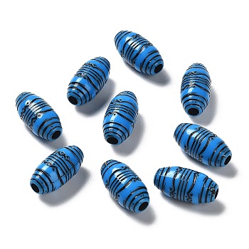 Opaque Acrylic Beads, Craft Style, Oval, Dodger Blue, 19.5x9.5mm, Hole: 3.2mm, about 454pcs/500g