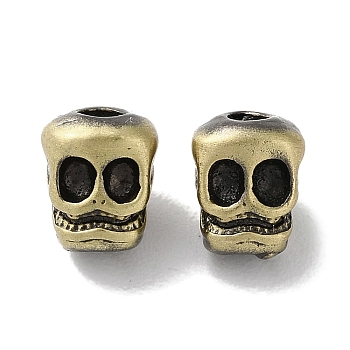 Tibetan Style Brass Beads, Cadmium Free & Lead Free, Skull, Antique Bronze, 8.5x7x7mm, Hole: 2.5mm