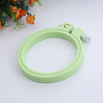 Adjustable ABS Plastic Flat Round Embroidery Hoops, Embroidery Circle Cross Stitch Hoops, for Sewing, Needlework and DIY Embroidery Project, Pale Green, 70mm