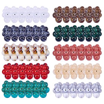 60Pcs 10 Colors Acrylic Beads, Imitation Gemstone Style, Mixed Color, 33x23x17mm, Hole: 2mm, 6pcs/color