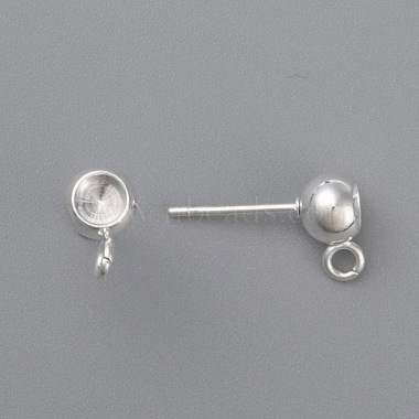 Silver Round Stainless Steel Earring Settings