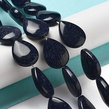 Synthetic Blue Goldstone Beads Strands(G-P528-L06-01)-2