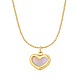 Natural Shell Heart Pendant Necklace with Stainless Steel Chains(KA9286-1)-1