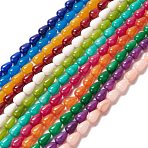 Natural White Jade Beads Strands, Dyed, Teardrop, Mixed Color, 15x10mm, Hole: 1.5mm, about 27pcs/strand, 15.75 inch(40cm)(G-O029-07A)