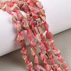 Raw Rough Natural Rhodonite Beads Strands, Nuggets, 5~15x7~10x4~12mm, Hole: 1.1mm, about 44~45pcs/strand, 17.13''(43.5cm)(G-D101-A02)