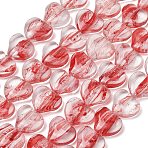 Transparent Handmade Lampwork Beads, Heart, Red, 14x15.5~16x5.5~6.5mm, Hole: 0.7mm, about 24pcs/strand, 13.15~13.23''(33.4~33.6cm)(LA-CBAF0C8-01A)