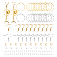 DIY Earring Making Finding Kit, Including 201 Stainless Steel Ring Charms, 304 Stainless Steel Earring Hooks & Jump Rings, Plastic Ear Nuts, Golden & Stainless Steel Color, 100Pcs/box(DIY-UN0004-77)
