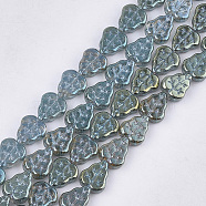Electroplate Glass Beads Strands, Leaf, Medium Aquamarine, 12x10.5x4.5mm, Hole: 0.8mm, about 54pcs/strand, 25.5 inch(X-EGLA-T017-05C)