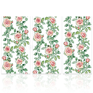 3Pcs PVC Waterproof Decorative Stickers, Self Adhesive Decals for Furniture Decoration, June Rose, 15x30cm(DIY-WH0657-018)