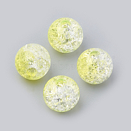 Acrylic Beads, Transparent Crackle Style, Round, Yellow, 8x7mm, Hole: 2mm, about 1840pcs/500g(OACR-N002-02K)