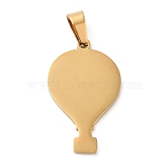 Ion Plating(IP) 304 Stainless Steel Pendants, Stamping Blank Tag, Hot Air Balloon Charm, Golden, 28.5x17.5x1mm, Hole: 6.5x4mm(STAS-C079-09G)