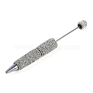 Iron Beadable Pen, Ball-Point Pen, with Polymer Clay Rhinestone, for DIY Personalized Pen with Jewelry Beads, Crystal, 149x16mm(AJEW-R001-02C)