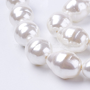 Shell Pearl Beads Strands, Teardrop with Helmix, White, 22~23x17~18mm, Hole: 2mm, about 17pcs/strand, 15.15 inch(BSHE-L035-A02)