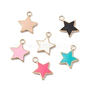Ion Plating(IP) 304 Stainless Steel Pendants, with Enamel, Real 24K Gold Plated, Star, Mixed Color, 13x10x1.5mm, Hole: 1.8mm(STAS-H168-04G)