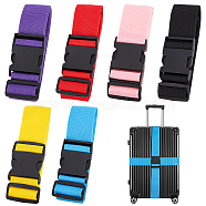 6Pcs 6 Colors Polyester Adjustable Luggage Straps, Luggage Cases Ratchet Ties, with Plastic Side Release Buckle, Mixed Color, 100~180x5x0.1cm, 1pc/color(FIND-CP0001-21)