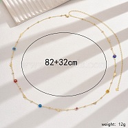 Elegant Summer Iron Rhinestone Evil Eye Waist Chains, Golden, Colorful, 820mm(WG1474-1)