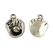 Tibetan Style Zinc Alloy Pendants, Baseball/Solfball Gloves, Lead Free & Cadmium Free, Antique Silver, 20.8x14.6x5mm, Hole: 2mm, about 192pcs/500g(TIBEP-R334-225AS-RS)