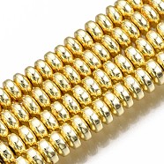 Electroplate Non-magnetic Synthetic Hematite Bead Strands, Rondelle, Golden Plated, 4x2mm, Hole: 1mm, about 180pcs/strand, 15.7 inch(G-Q465-19G)