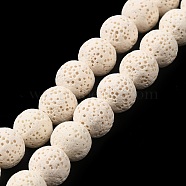 Natural Lava Rock Bead Strands, Dyed, Round, Creamy White, 8mm, Hole: about 2mm, about 52pcs/strand, 15.5 inch(G-L435-03-8mm-11)