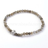 Natural Labradorite Stretch Bracelets, with Alloy Buddha Beads, 2-1/8 inch(5.4cm)(BJEW-JB03939-01)