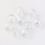 Round Mechanized Blown Glass Globe Ball Bottles, for Stud Earring or Crafts, Clear, 10mm, Half Hole: 3~5mm(X-BLOW-R001-10mm)