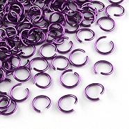 Aluminum Wire Open Jump Rings, Dark Violet, 20 Gauge, 6x0.8mm, Inner Diameter: 5mm, about 2150pcs/50g(X-ALUM-R005-0.8x6-11)