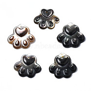 Natural Black Lip Shell Charms, Dog's Paw, 12~13x13~14x2~3mm, Hole: 0.9mm(SSHEL-S258-98C)
