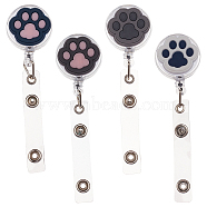 4 Pcs 4 Styles PVC Paw Badge Reel, Retractable Badge Holder, with Iron Alligator Clip, Lightweight & Easy Retracting, Mixed Color, 1pc/style(AJEW-CA0001-28B)