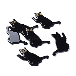 Acrylic Pendants, 3D Printed, Cat Shape, Black, 39x28x2mm, Hole: 1.5mm(X-KY-I007-48A)