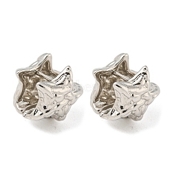 Brass Hoop Earrings, Platinum, Star, 16x17x14mm(EJEW-Q799-03B-P)